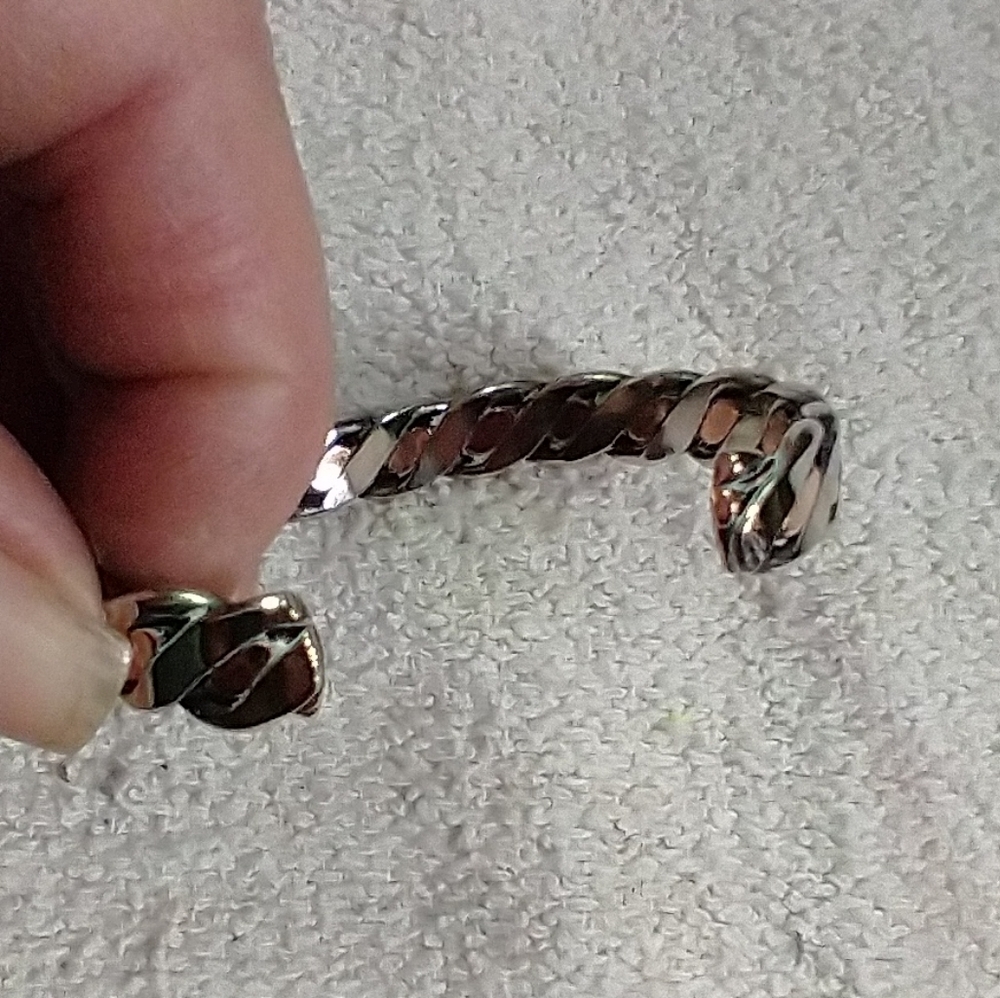 Twisted Copper Silver Cuff Bracelet Adjustable - image 5